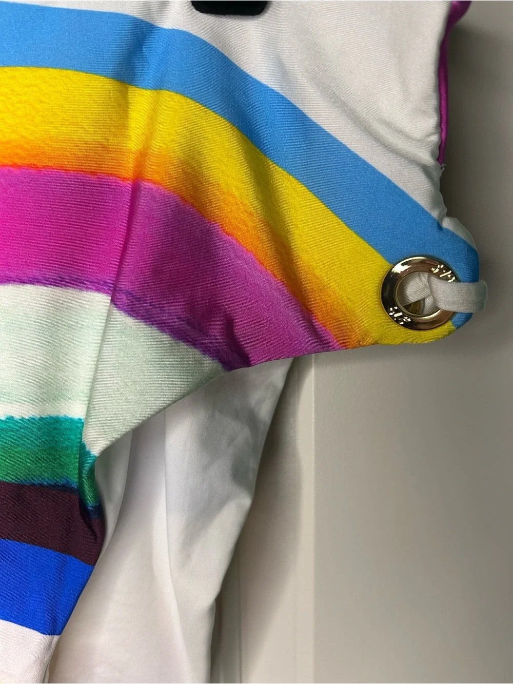 Sunshine 79 High waisted bikini bottoms multicolor rainbow stripe beach pool